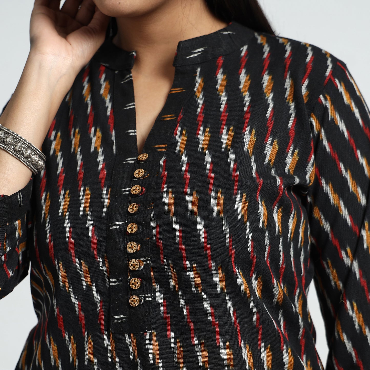 Buy Pochampally Ikat Weave Cotton Kurta with Palazzo & Dupatta Set Online l iTokri.com