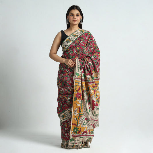 Kalamkari Printed Cotton Saree with Blouse Piece 03