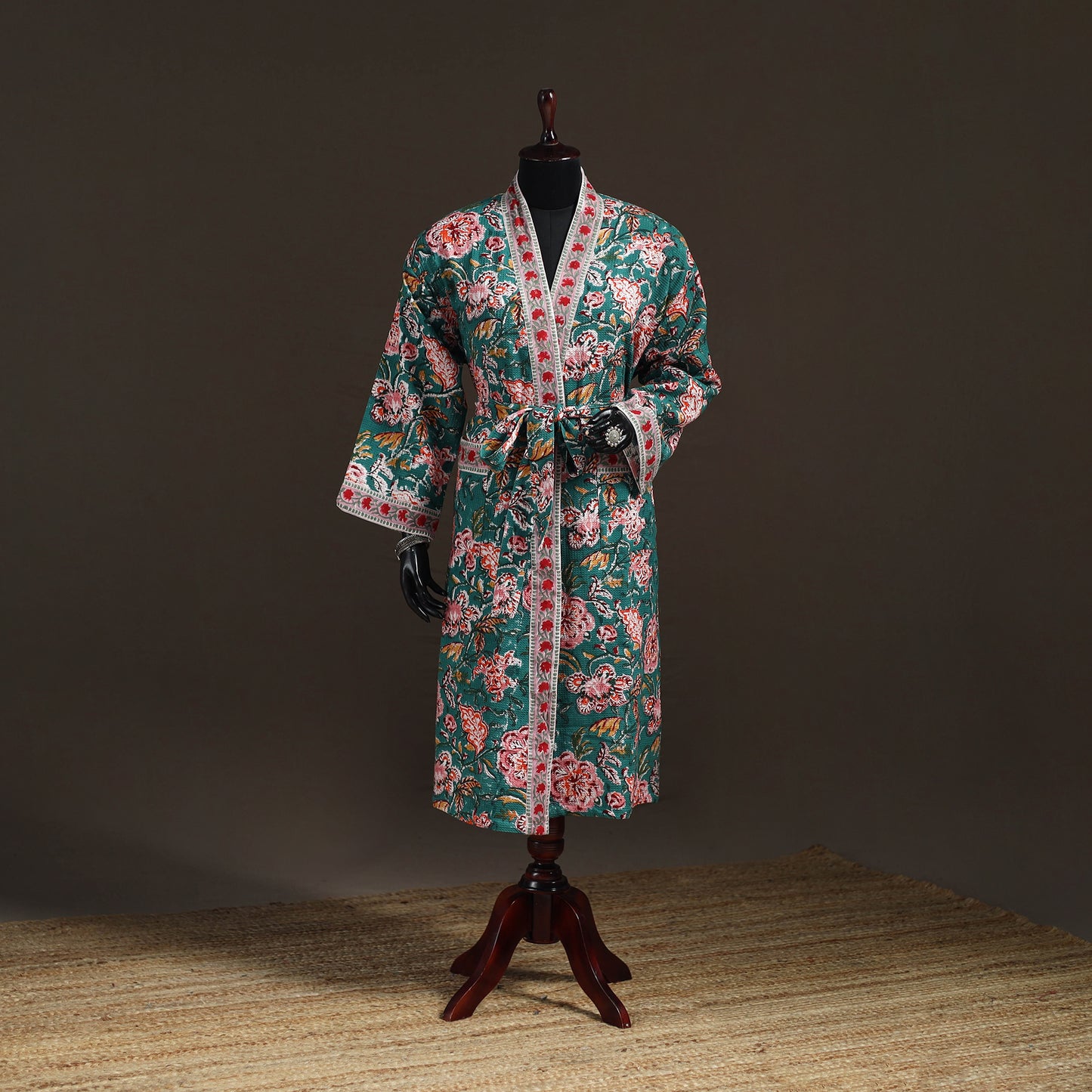 Sanganeri Hand Block Print Waffle Weave Cotton Bath Robe 20