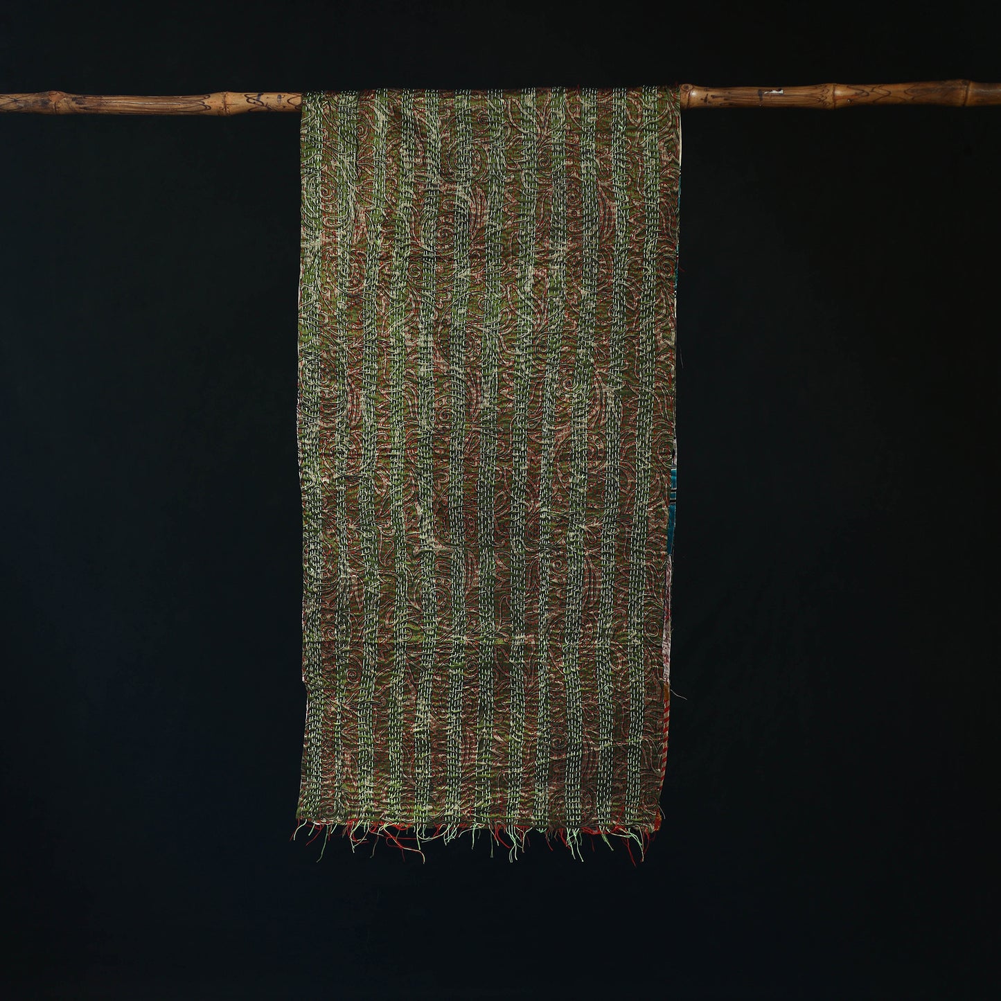 Bengal Kantha Handwork Patchwork Reversible Silk Stole 330