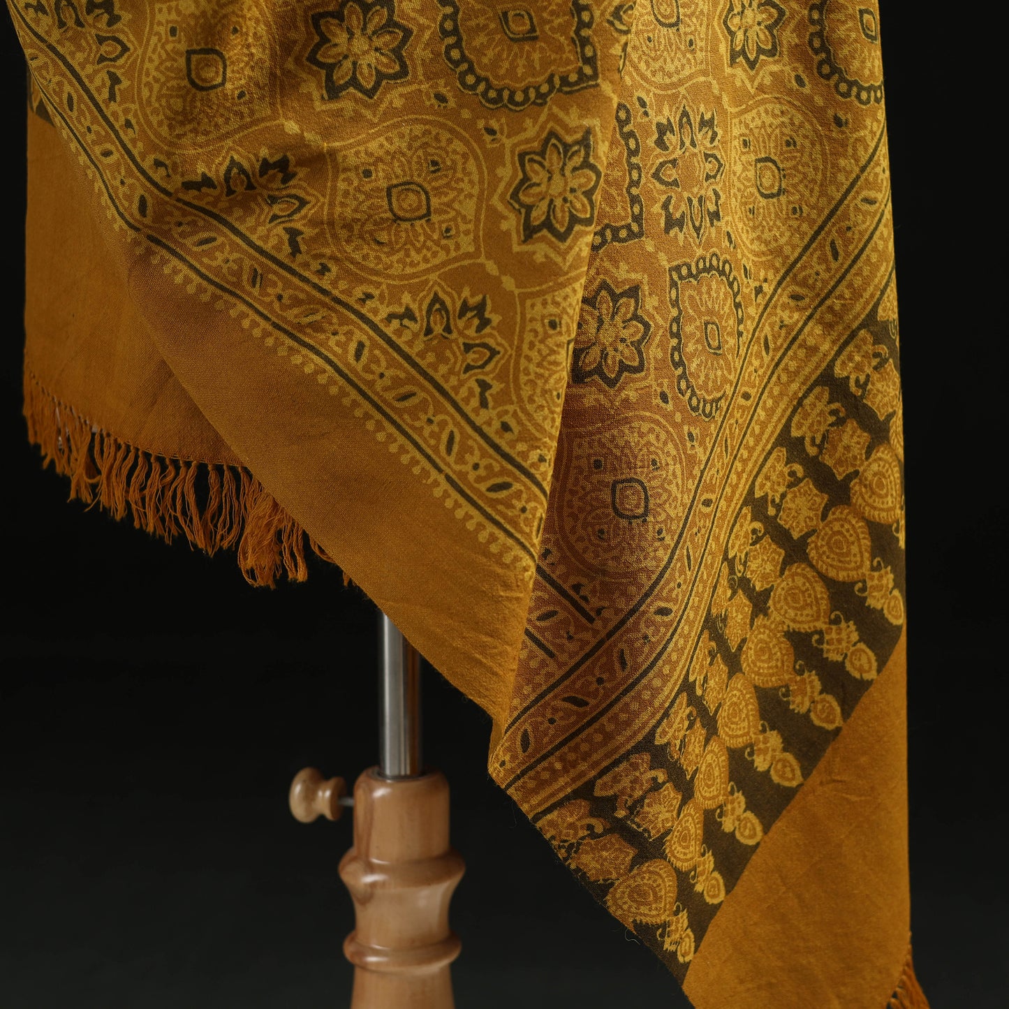 Kutch Handwoven Ajrakh Hand Block Print Merino Wool Shawl 65