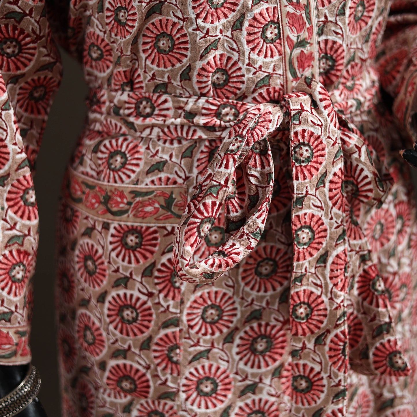 Sanganeri Hand Block Print Waffle Weave Cotton Bath Robe 21