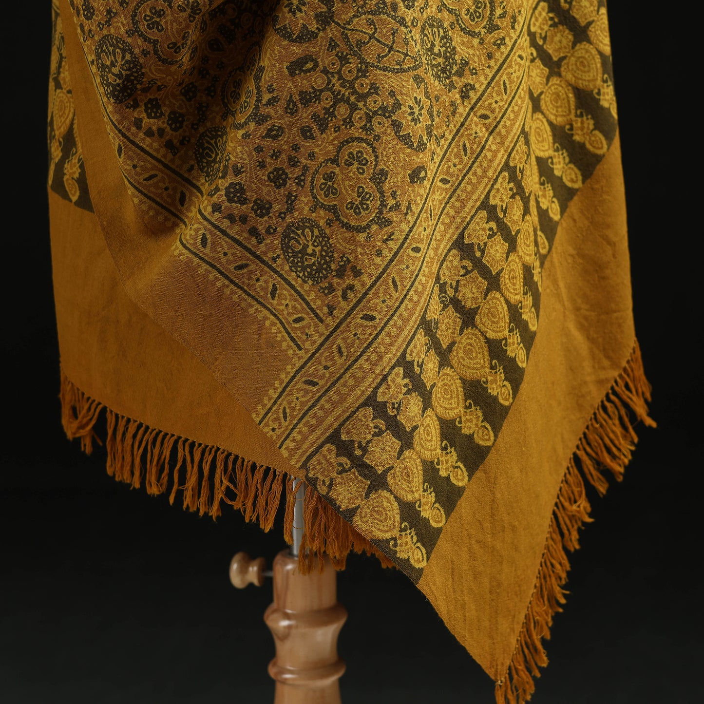 Kutch Handwoven Ajrakh Hand Block Print Merino Wool Shawl 66