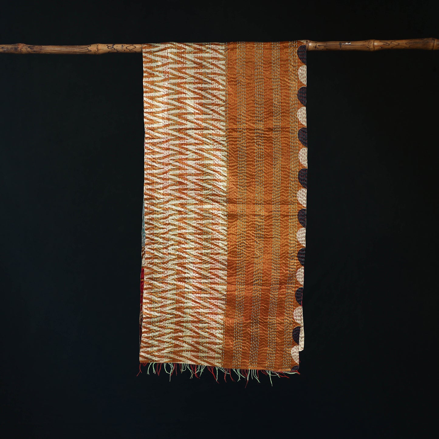 Bengal Kantha Handwork Patchwork Reversible Silk Stole 321