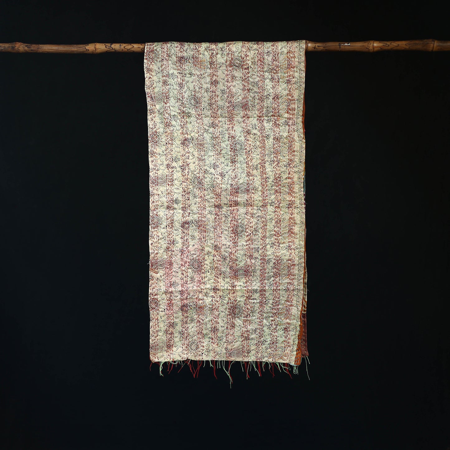 Bengal Kantha Handwork Patchwork Reversible Silk Stole 320