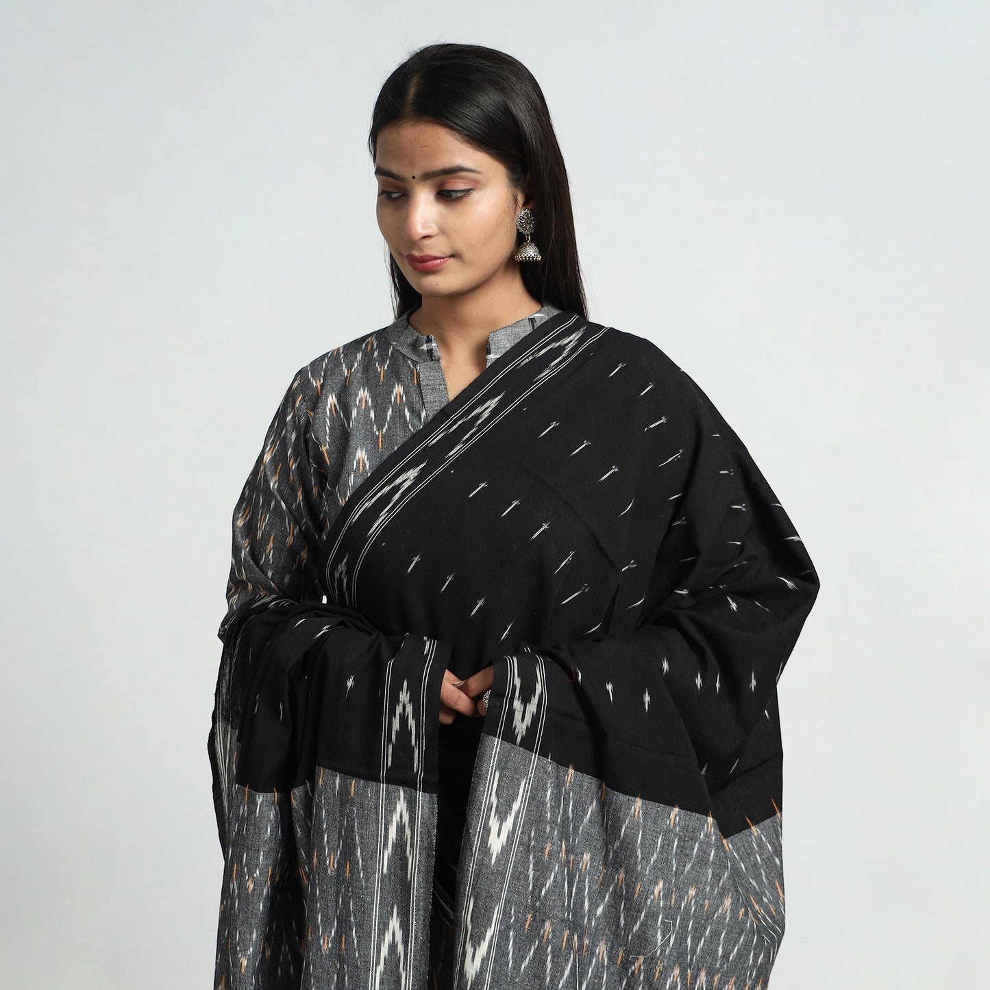 Pochampally Ikat Kurta with Palazzo & Dupatta Set