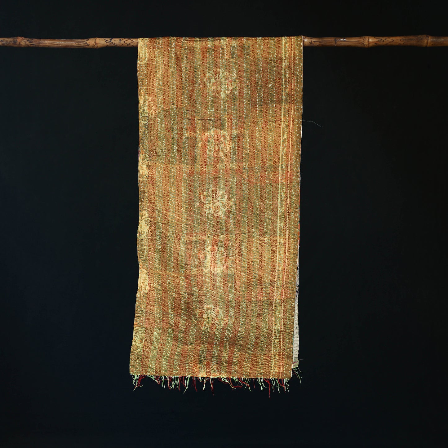 Bengal Kantha Handwork Patchwork Reversible Silk Stole 317