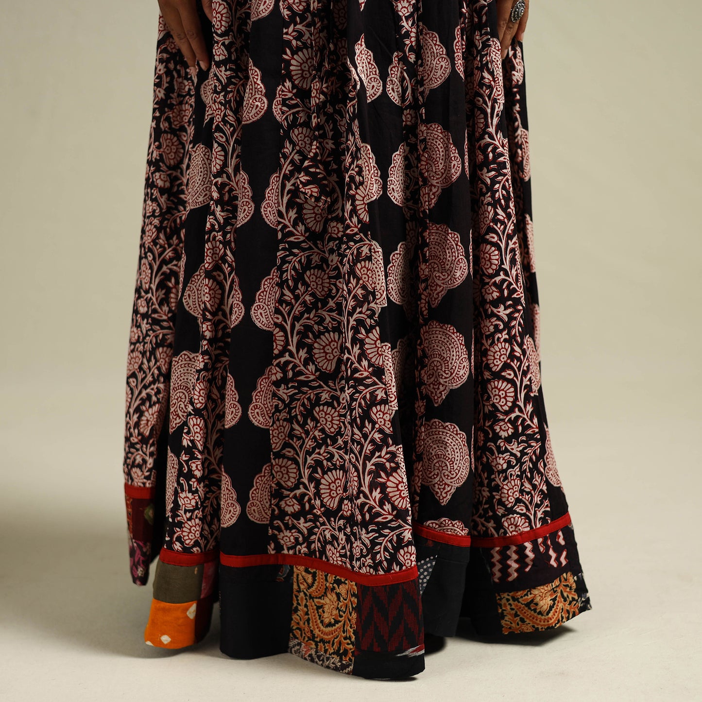 Bagh Hand Block Print 24 Kali Patchwork Cotton Long Skirt 15