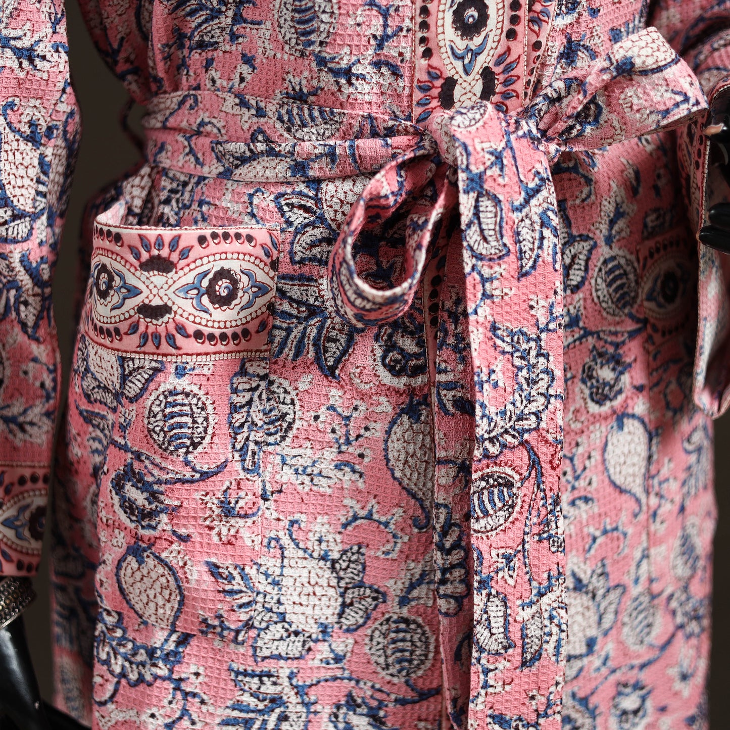 Sanganeri Hand Block Print Waffle Weave Cotton Bath Robe 24