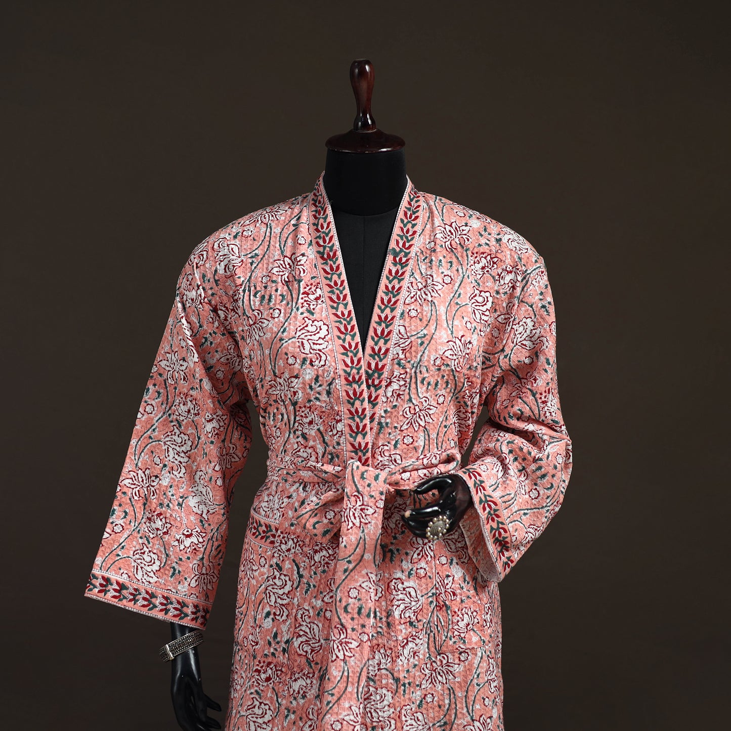 Sanganeri Hand Block Print Waffle Weave Cotton Bath Robe 25