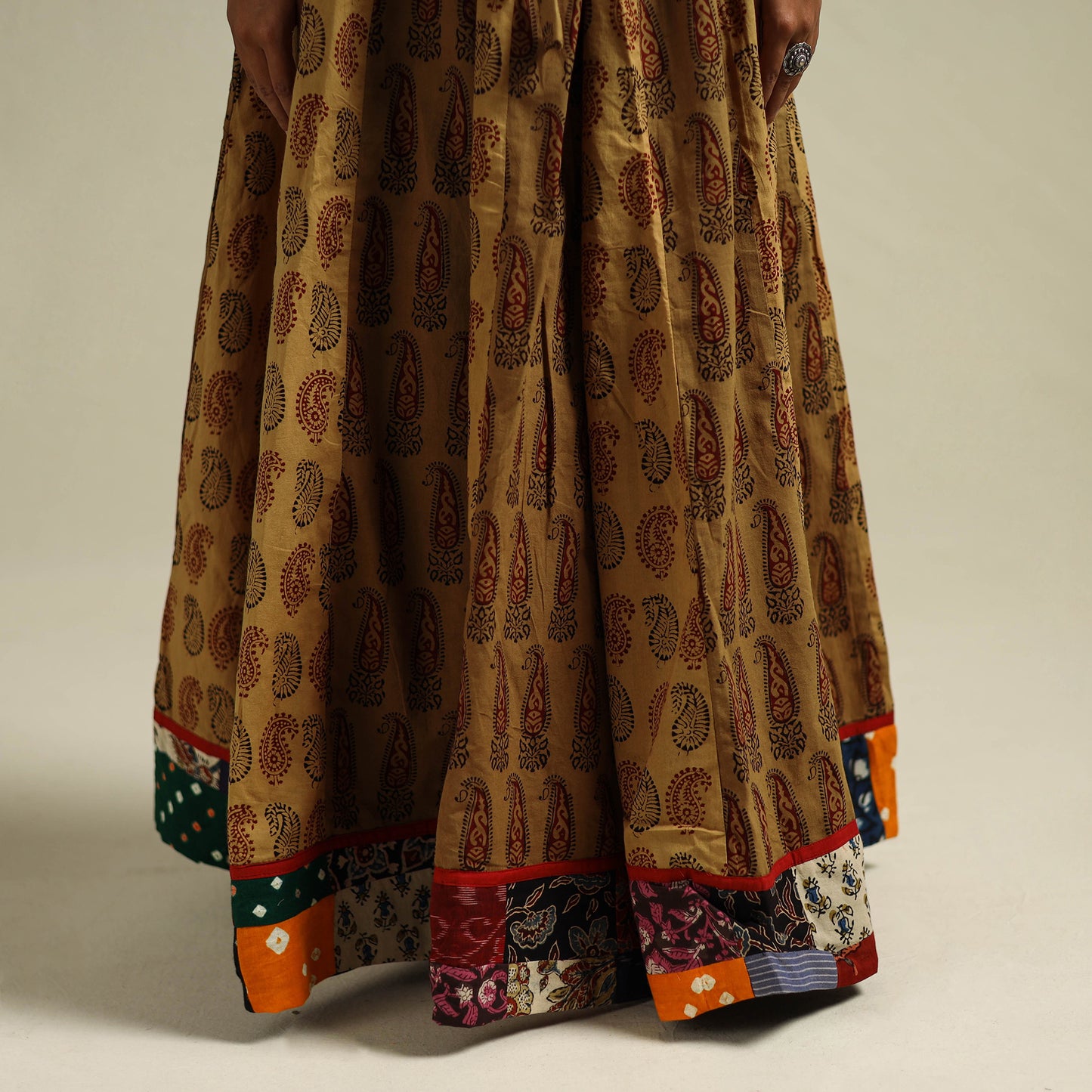 Bagh Hand Block Print 24 Kali Patchwork Cotton Long Skirt 16