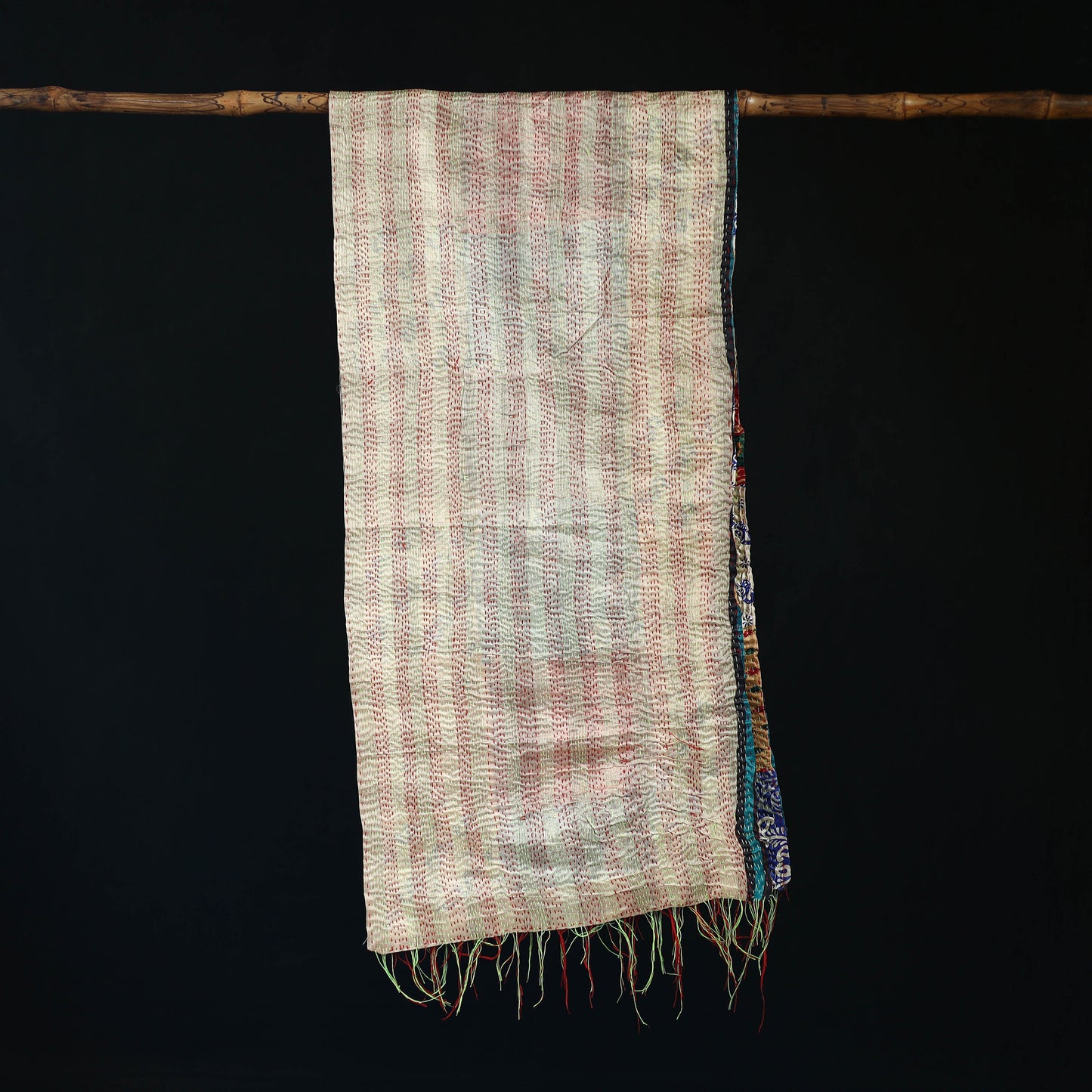 Bengal Kantha Handwork Patchwork Reversible Silk Stole 308