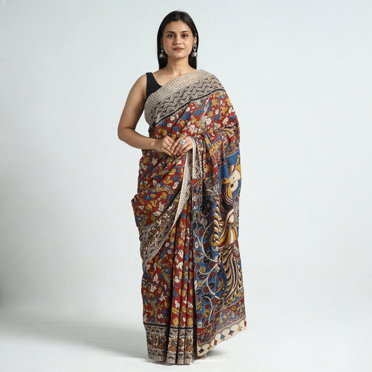 Kalamkari Printed Cotton Saree with Blouse Piece 08