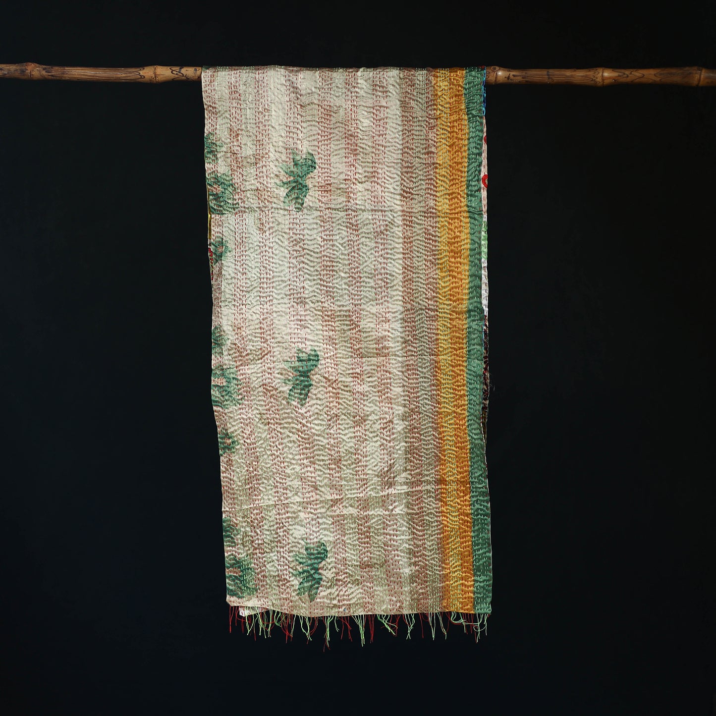 Bengal Kantha Handwork Patchwork Reversible Silk Stole 304