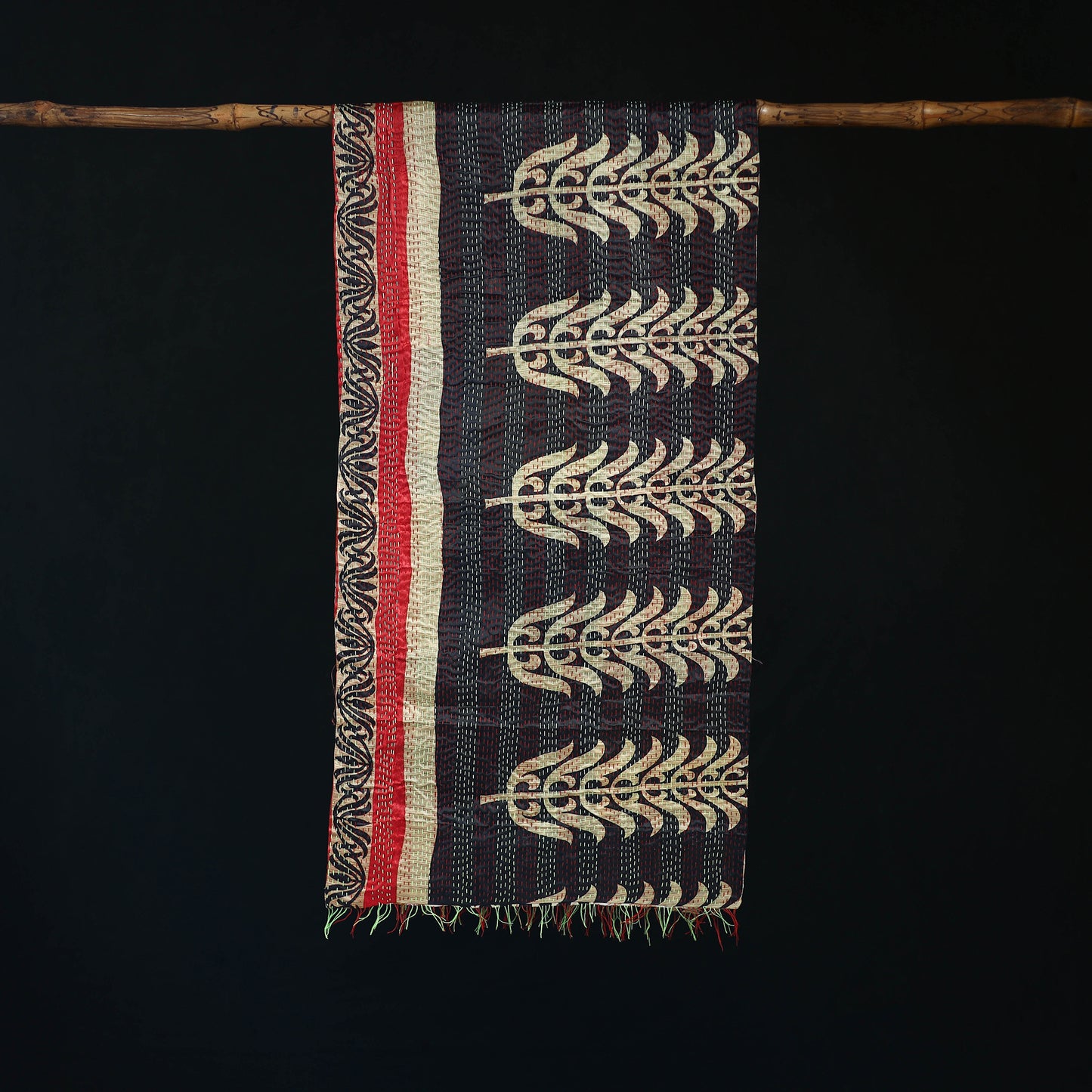 Bengal Kantha Handwork Patchwork Reversible Silk Stole 298