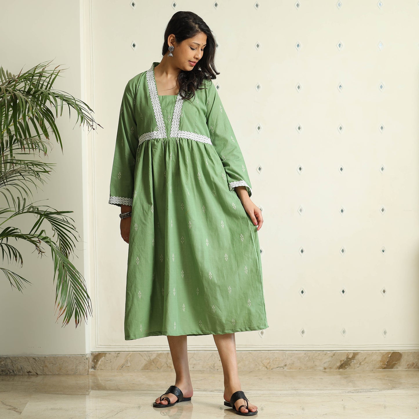 Buy Jacquard Cotton Flared Gher Dress Online at iTokri.com