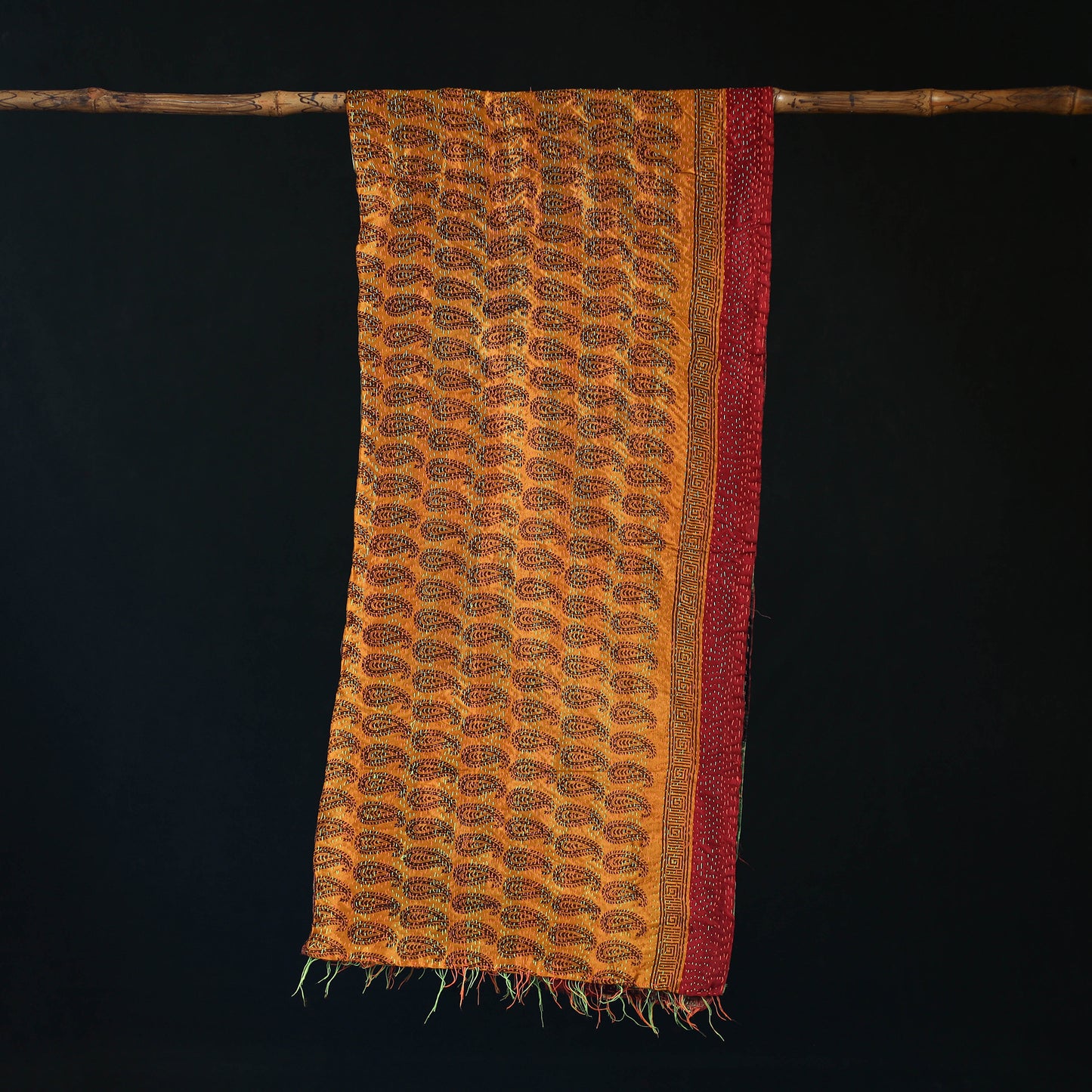 Bengal Kantha Handwork Patchwork Reversible Silk Stole 295