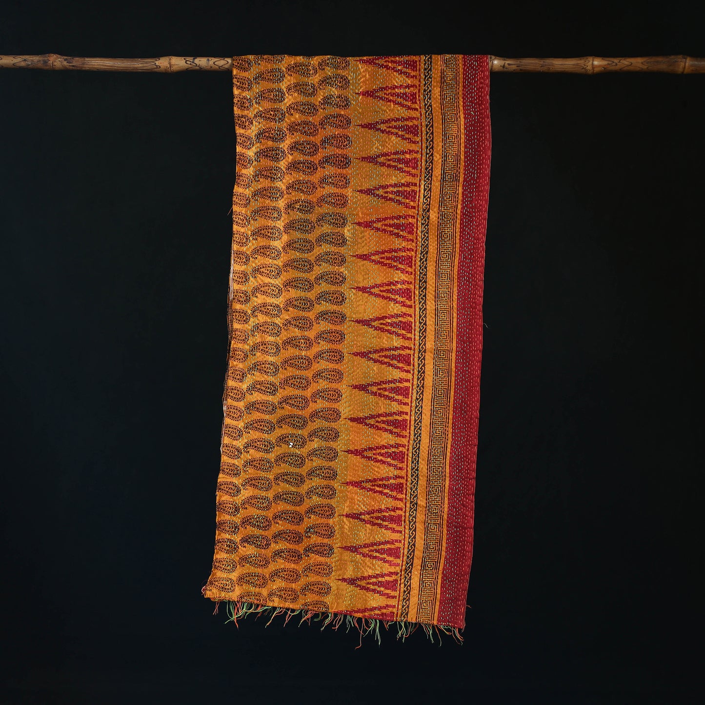 Bengal Kantha Handwork Patchwork Reversible Silk Stole 294