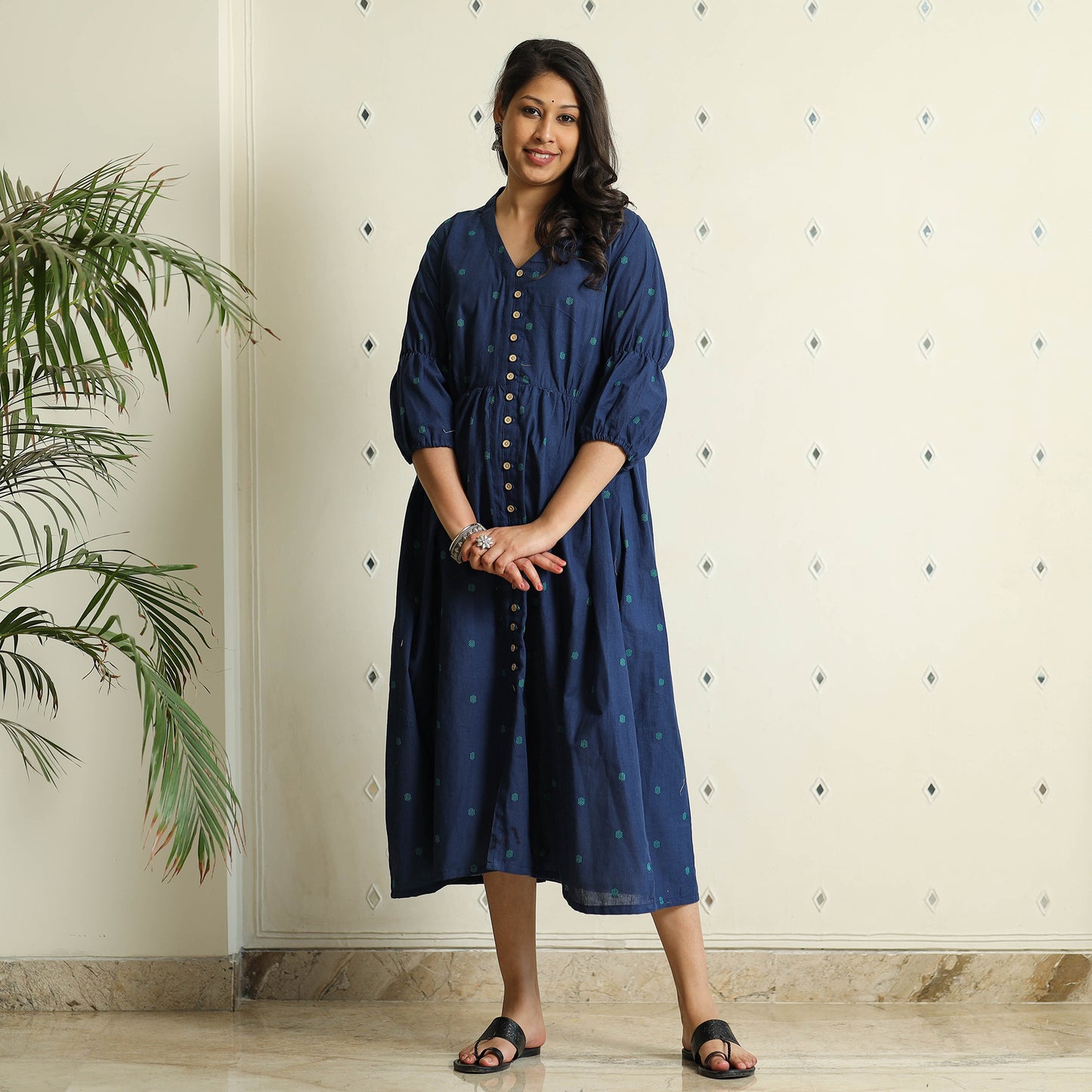 Buy Jacquard Cotton Flared Gher Dress Online at iTokri.com