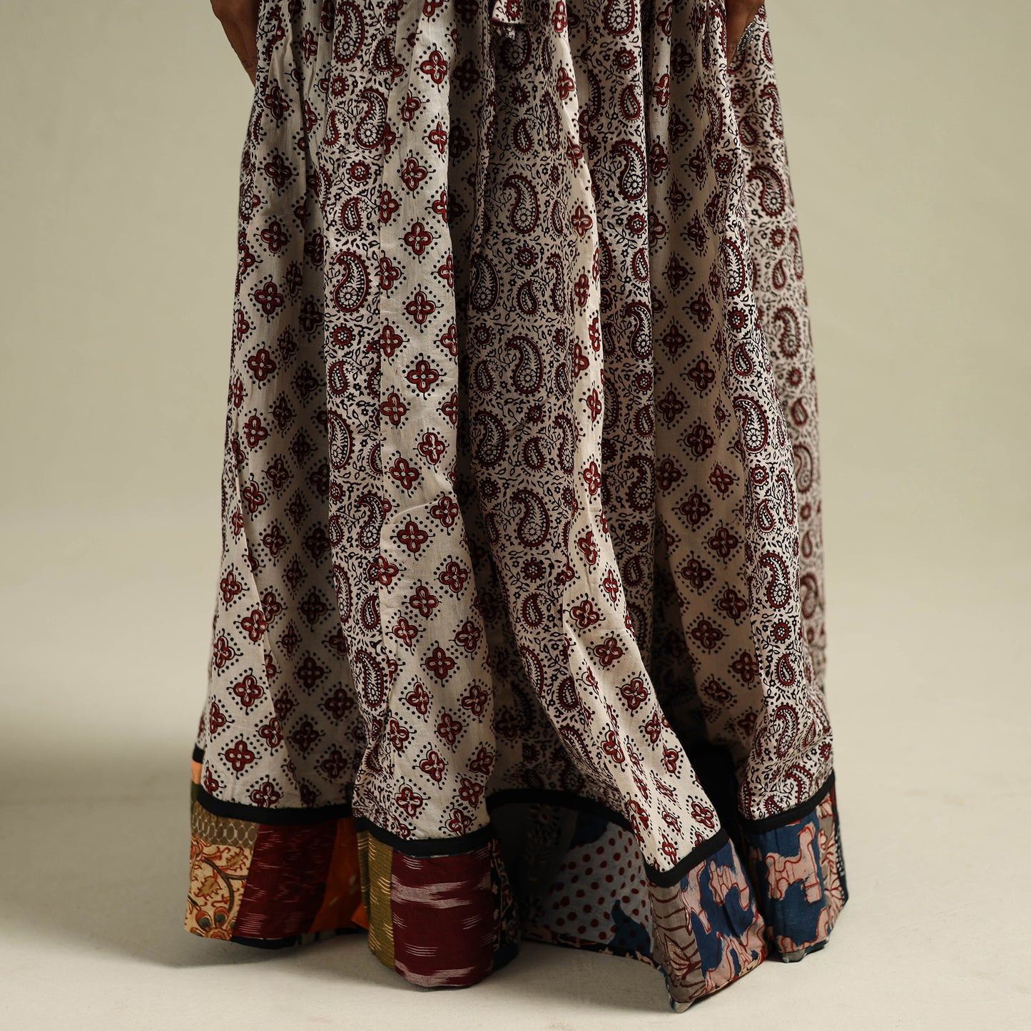 Bagh Hand Block Print 24 Kali Patchwork Cotton Long Skirt 20