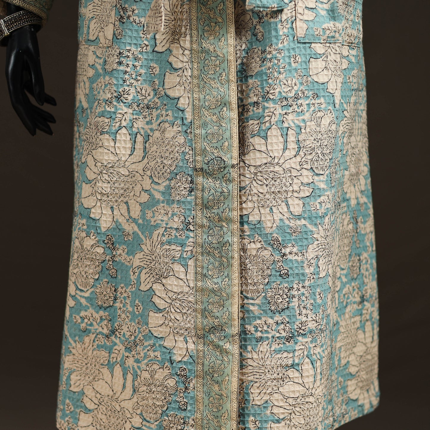 Sanganeri Hand Block Print Waffle Weave Cotton Bath Robe 30