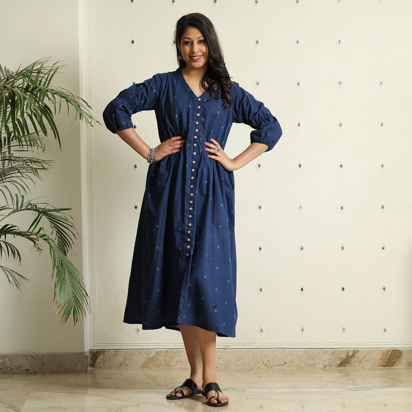 Buy Jacquard Cotton Flared Gher Dress Online at iTokri.com