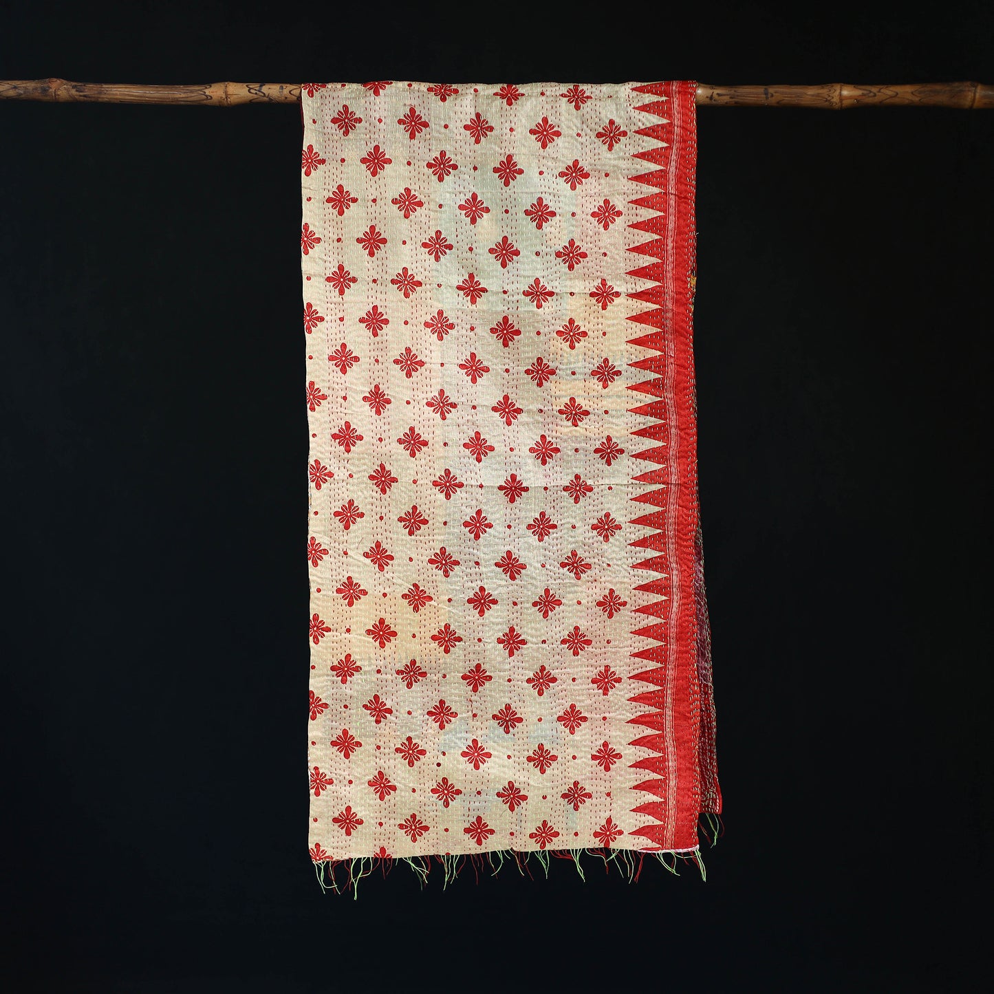 Bengal Kantha Handwork Patchwork Reversible Silk Stole 289
