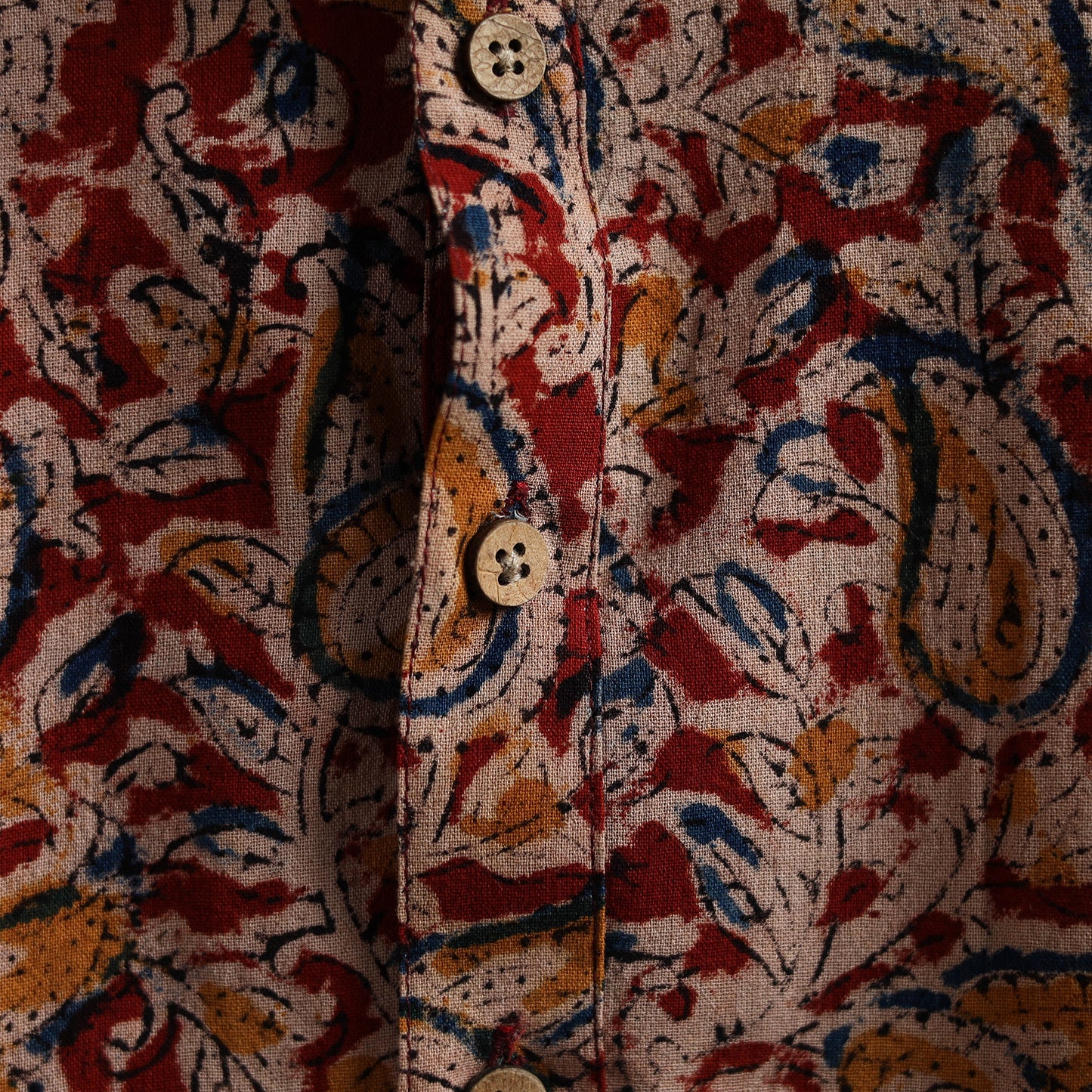Hand Block Print Natural Dyed Cotton Long Kalamkari Kurta for Men 18