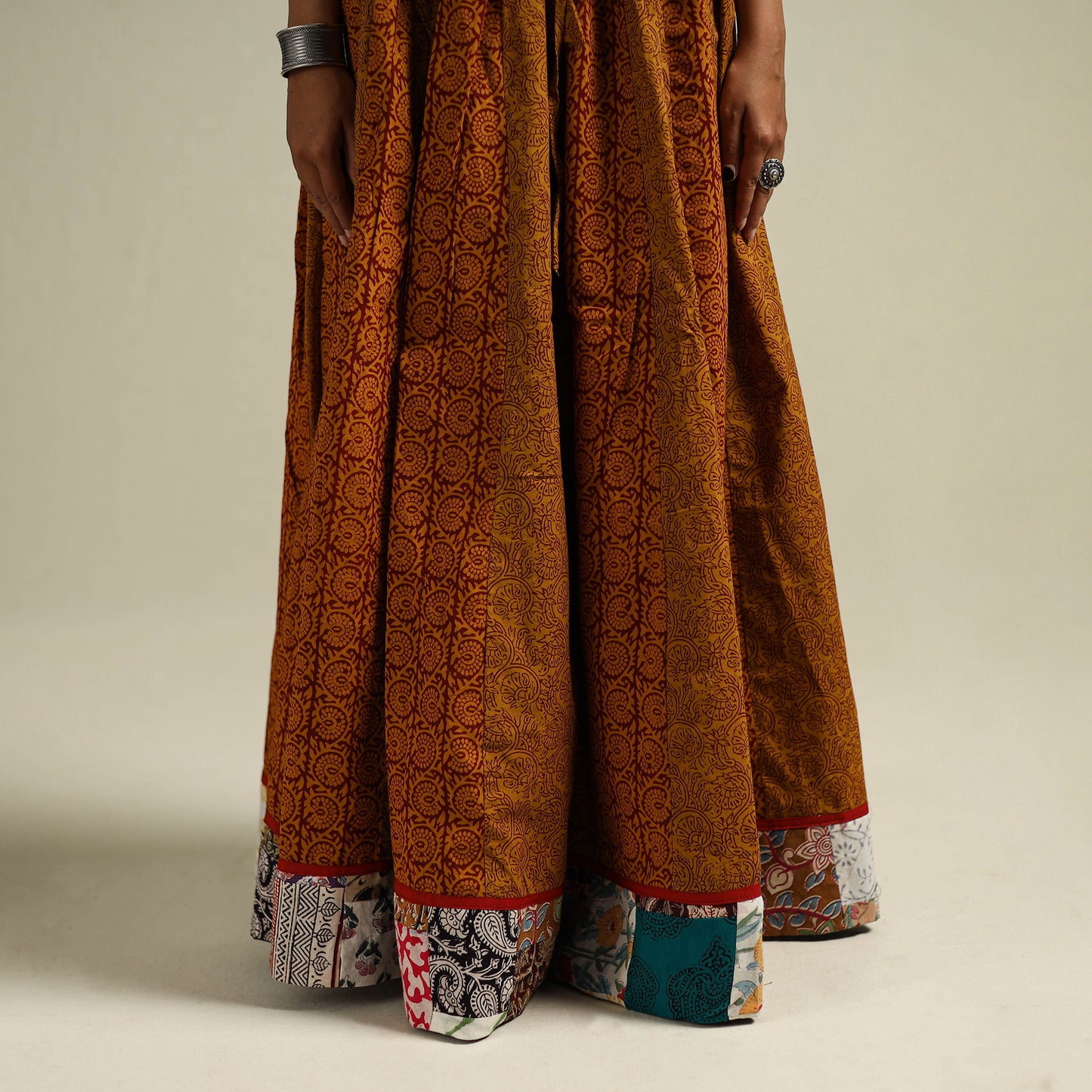 Bagh Hand Block Print 24 Kali Patchwork Cotton Long Skirt 21