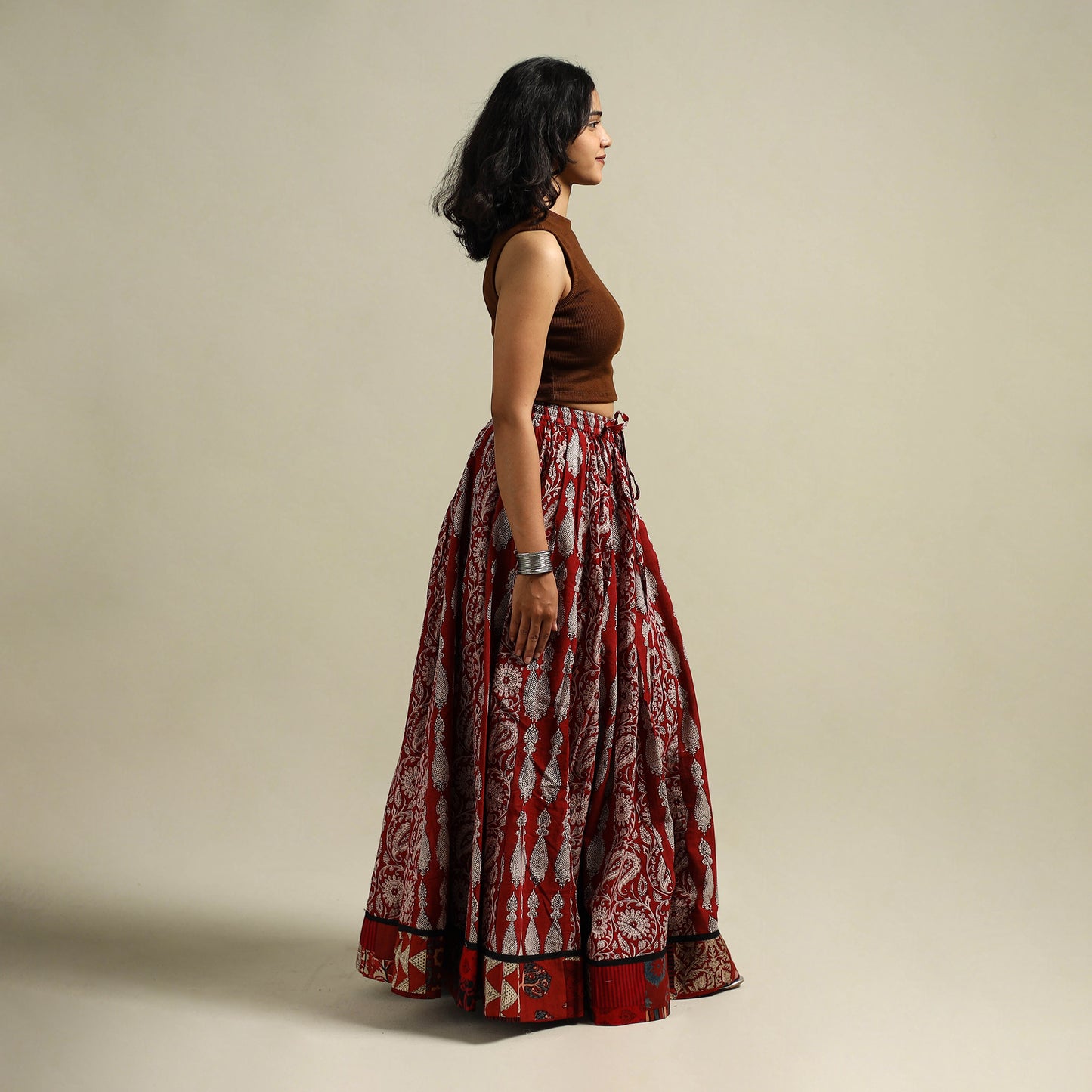 Bagh Hand Block Print 24 Kali Patchwork Cotton Long Skirt 22