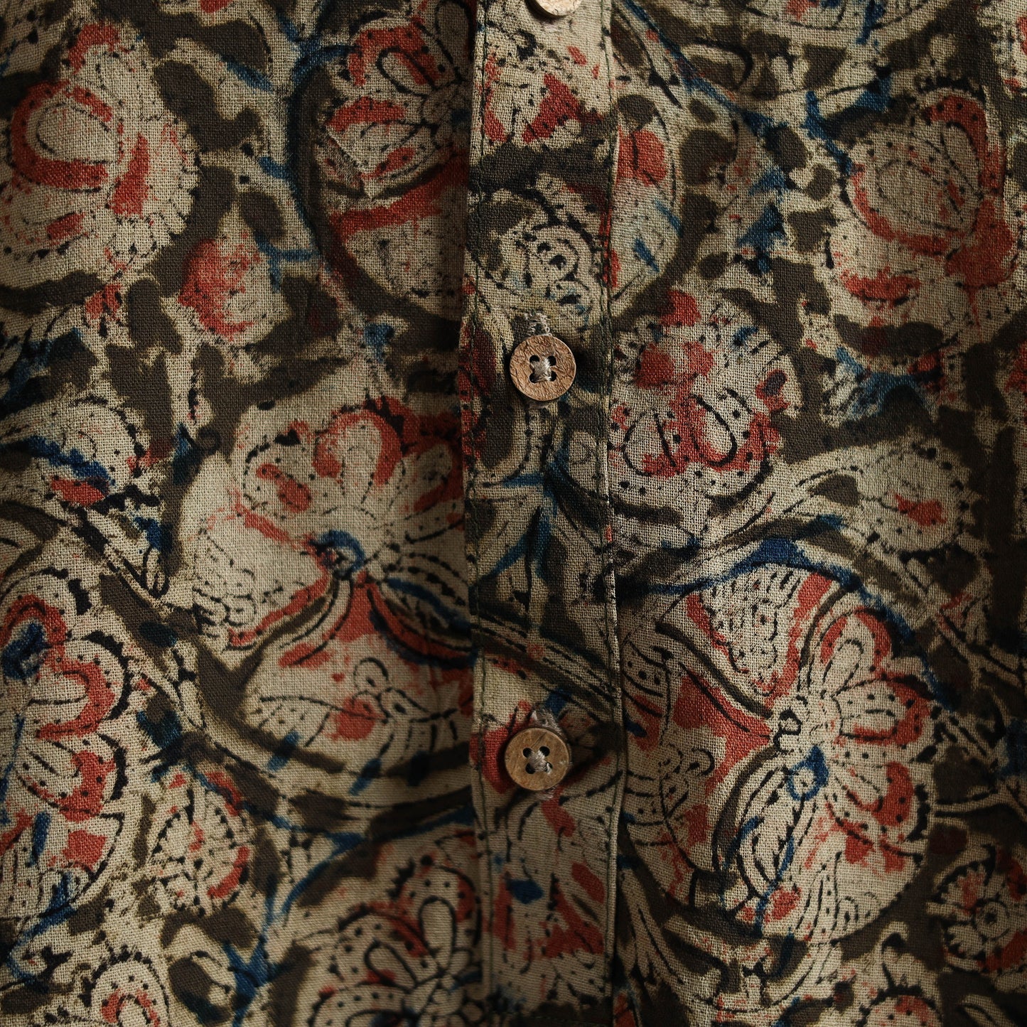 Hand Block Print Natural Dyed Cotton Long Kalamkari Kurta for Men 17