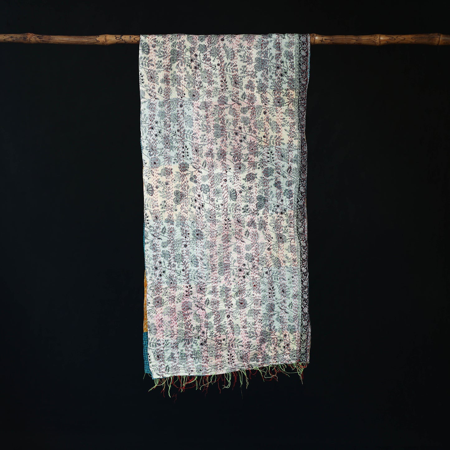Bengal Kantha Handwork Patchwork Reversible Silk Stole 283