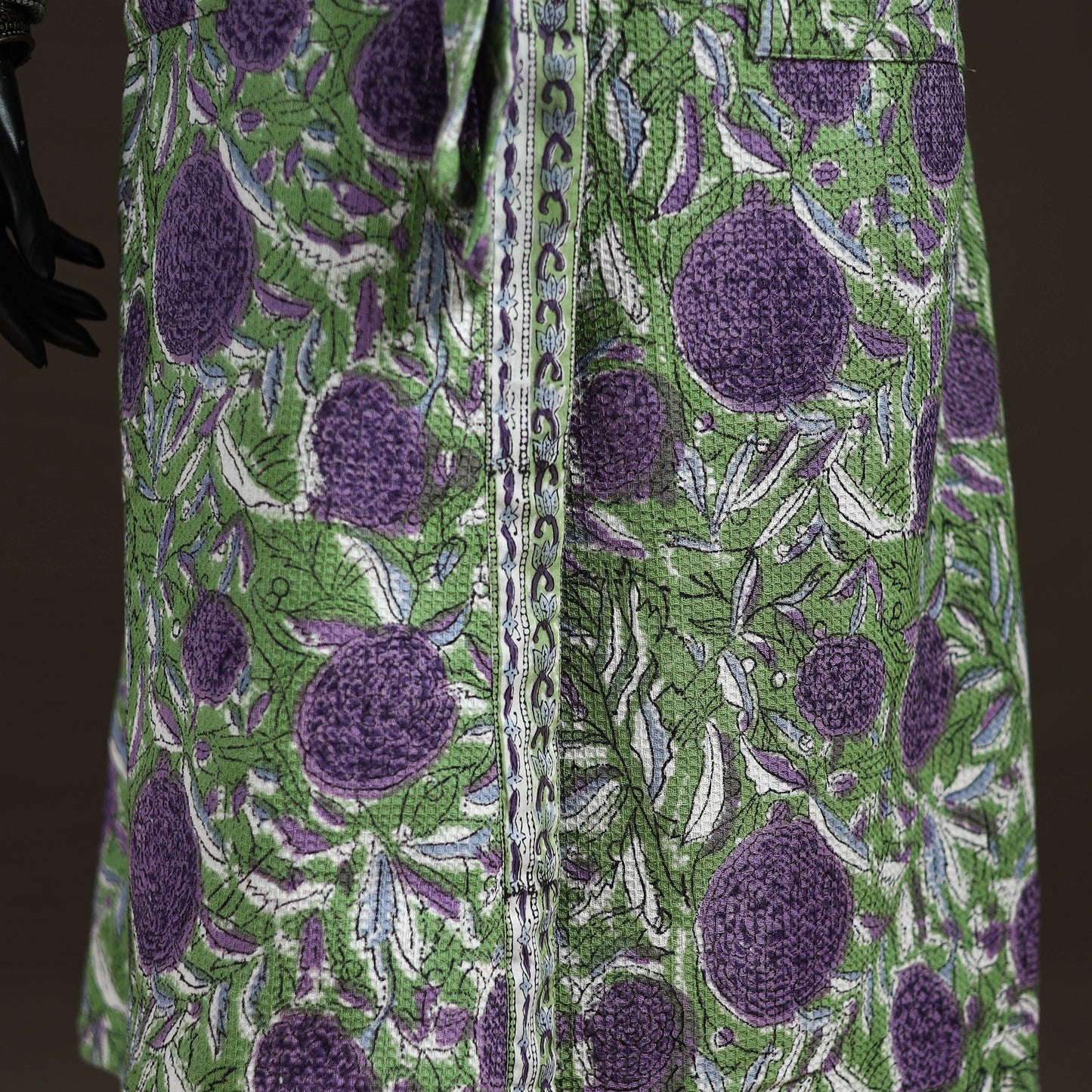 Sanganeri Hand Block Print Waffle Weave Cotton Bath Robe 31