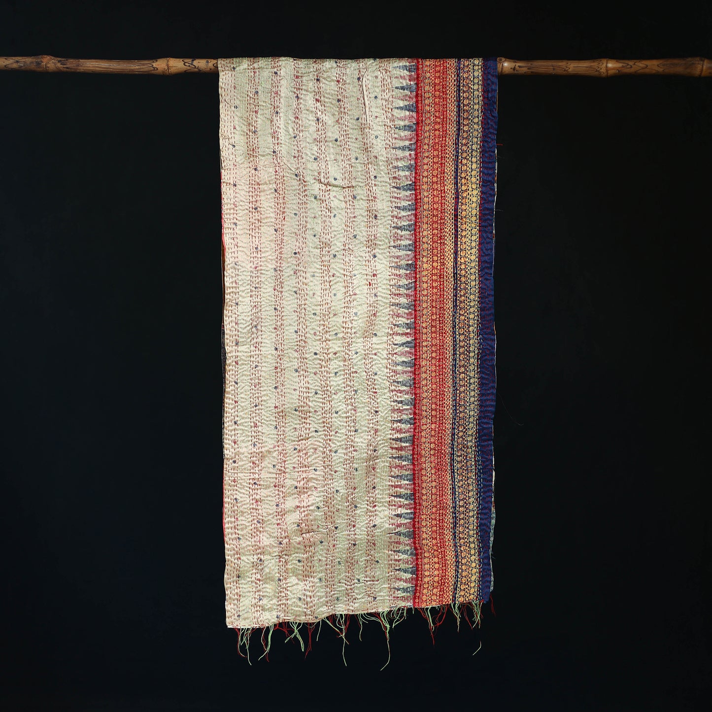 Bengal Kantha Handwork Patchwork Reversible Silk Stole 278