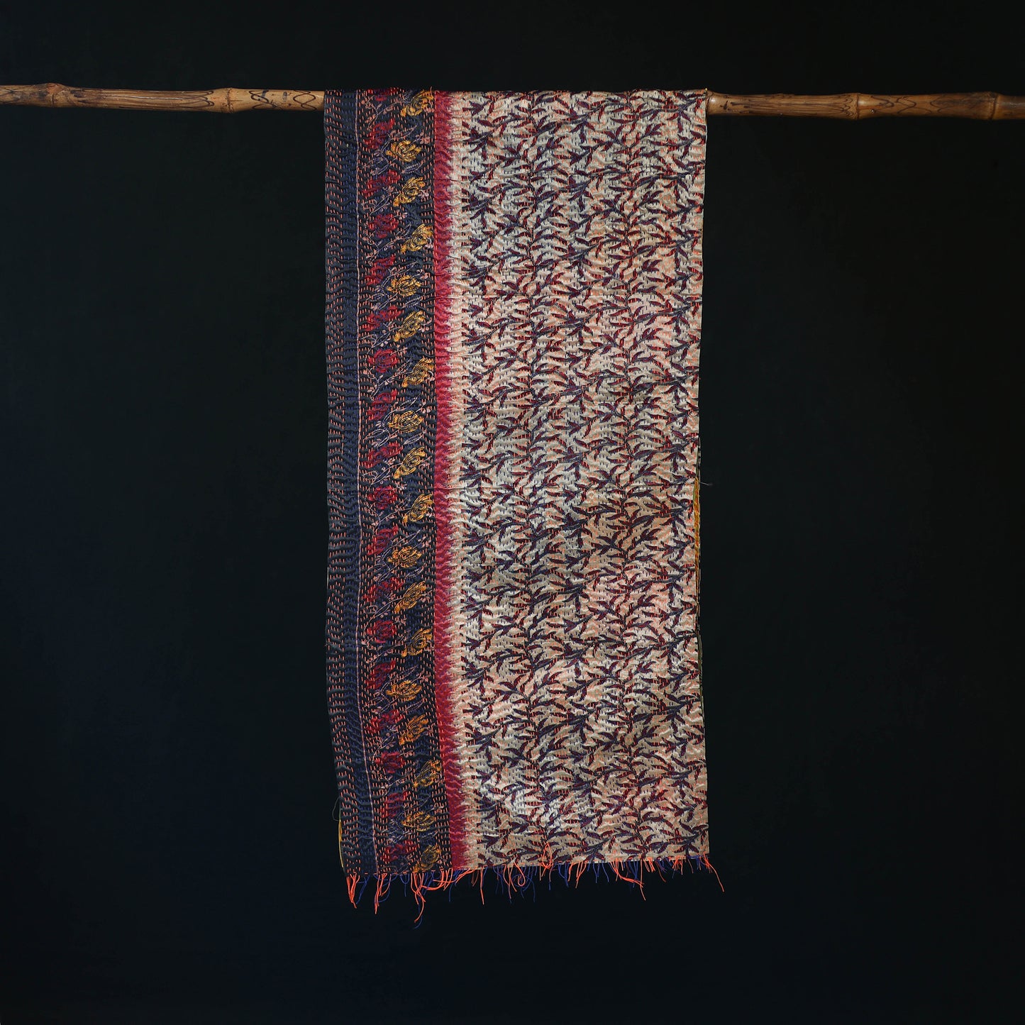 Bengal Kantha Handwork Patchwork Reversible Silk Stole 276