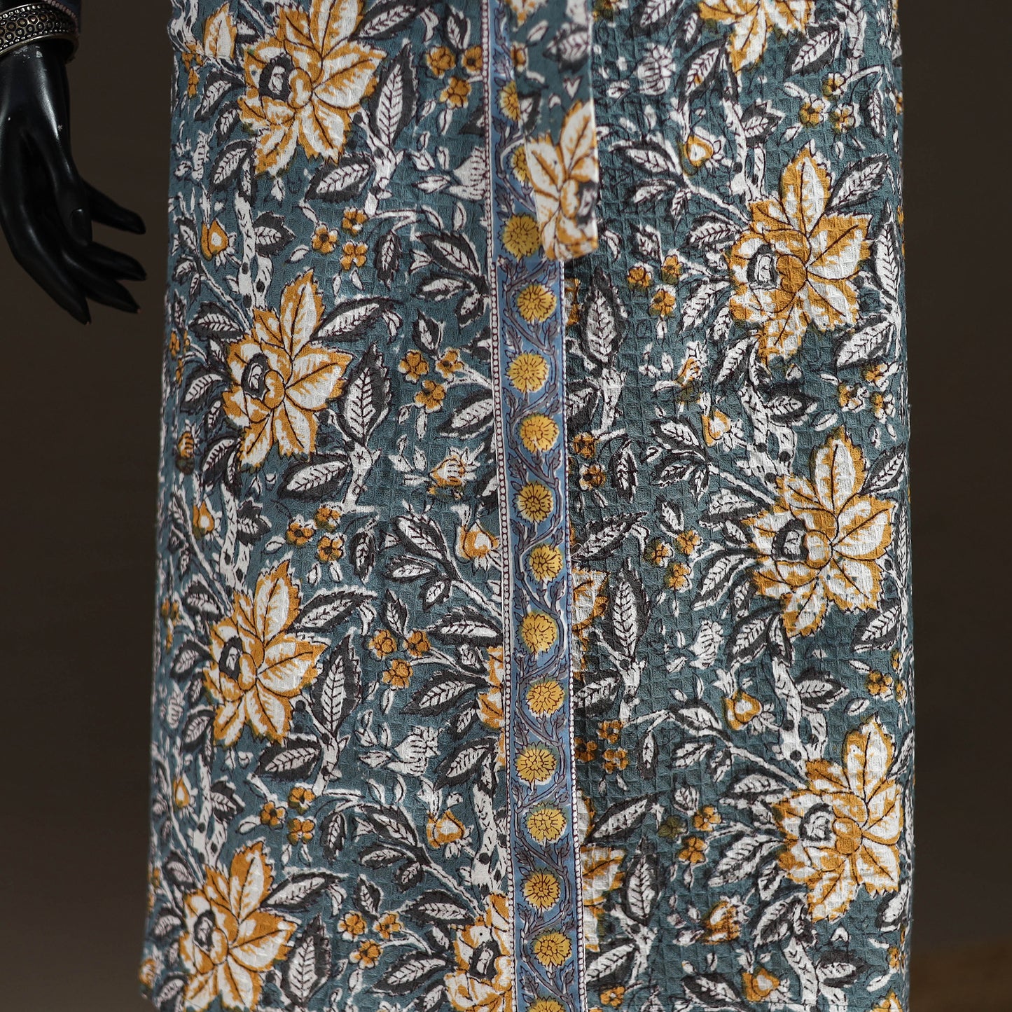 Sanganeri Hand Block Print Waffle Weave Cotton Bath Robe 34