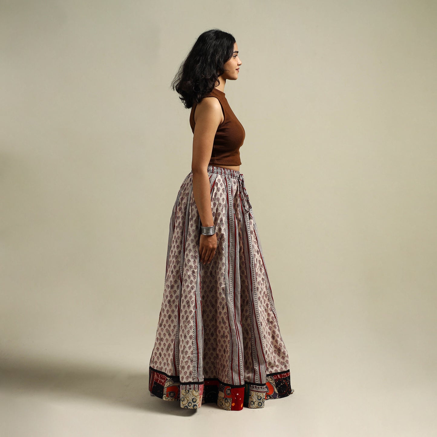 Bagh Hand Block Print 24 Kali Patchwork Cotton Long Skirt 25