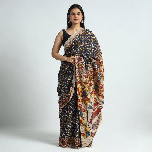 Kalamkari Printed Cotton Saree with Blouse Piece 14