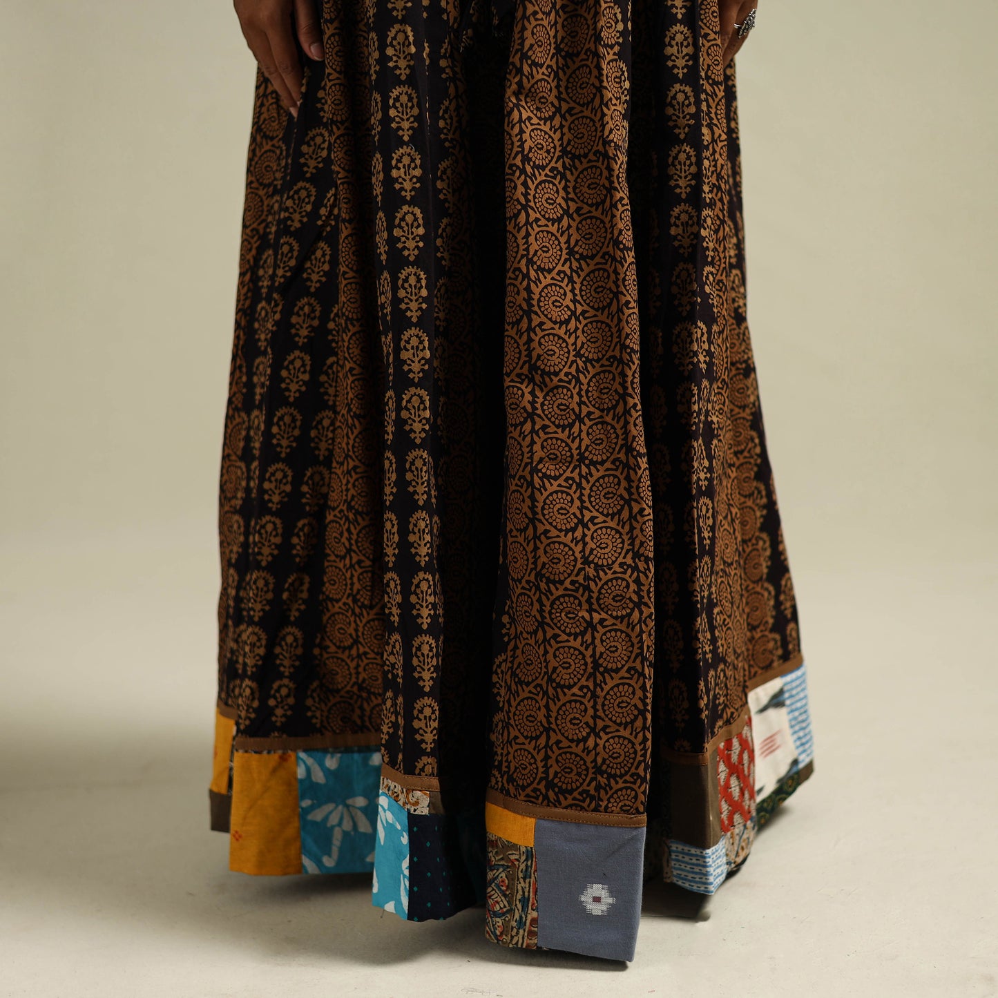 Bagh Hand Block Print 24 Kali Patchwork Cotton Long Skirt 26