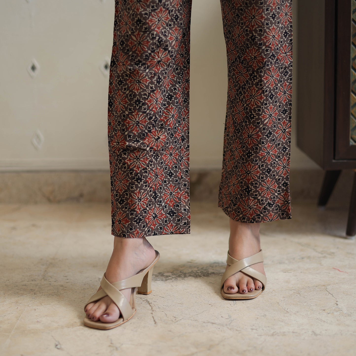 Brown - printed cotton kaftan co-ord set 09 - handcrafted