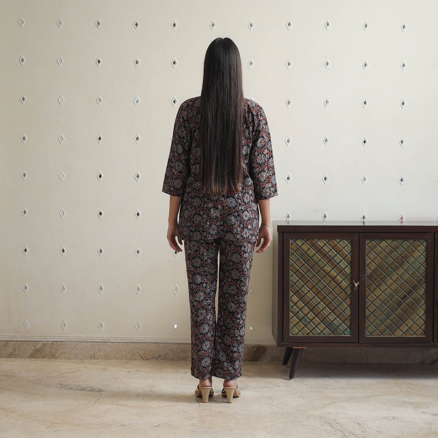 Black - printed cotton co-ord set 08 - handcrafted