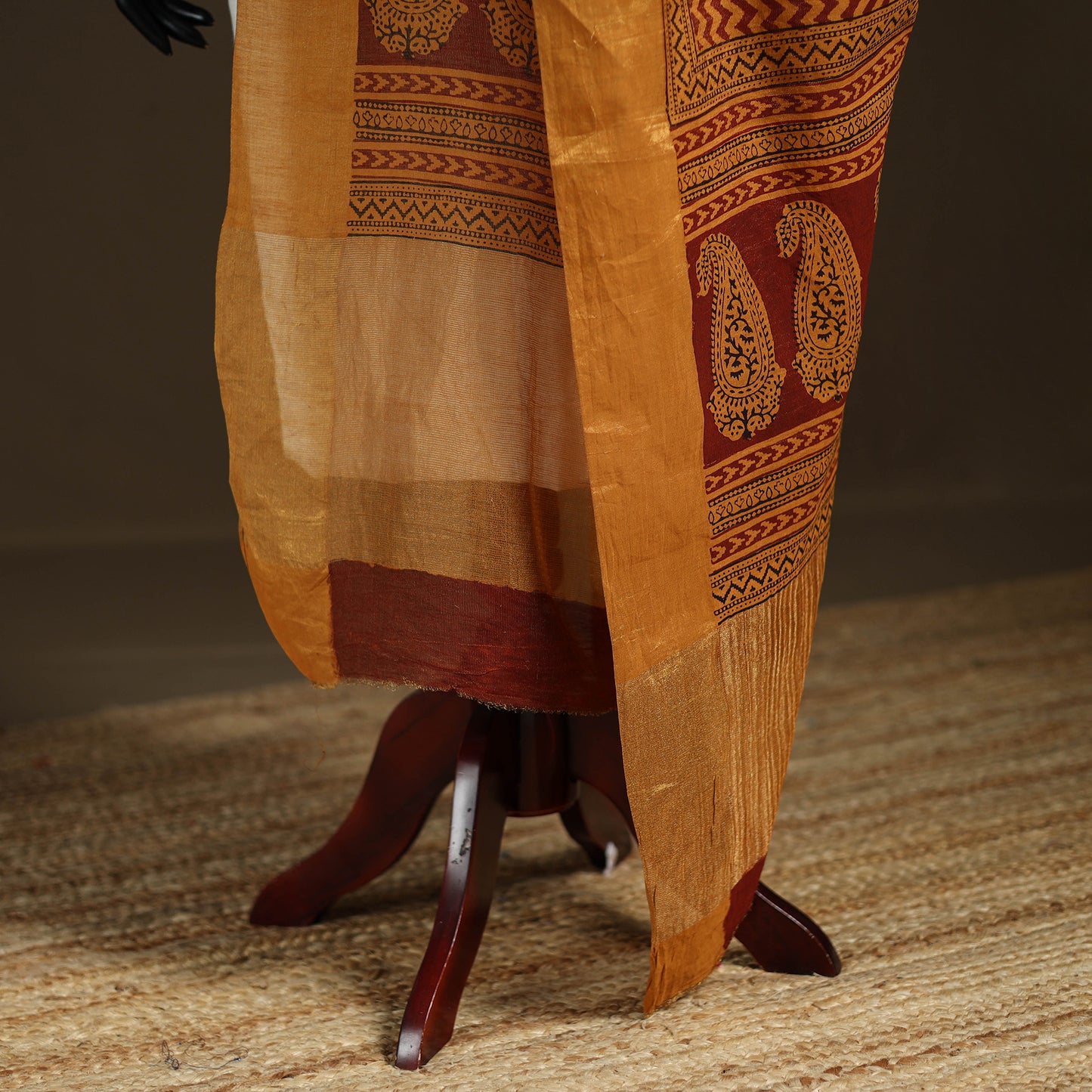Bagh Hand Block Print Natural Dyed Tissue Zari Chanderi Silk Dupatta 10