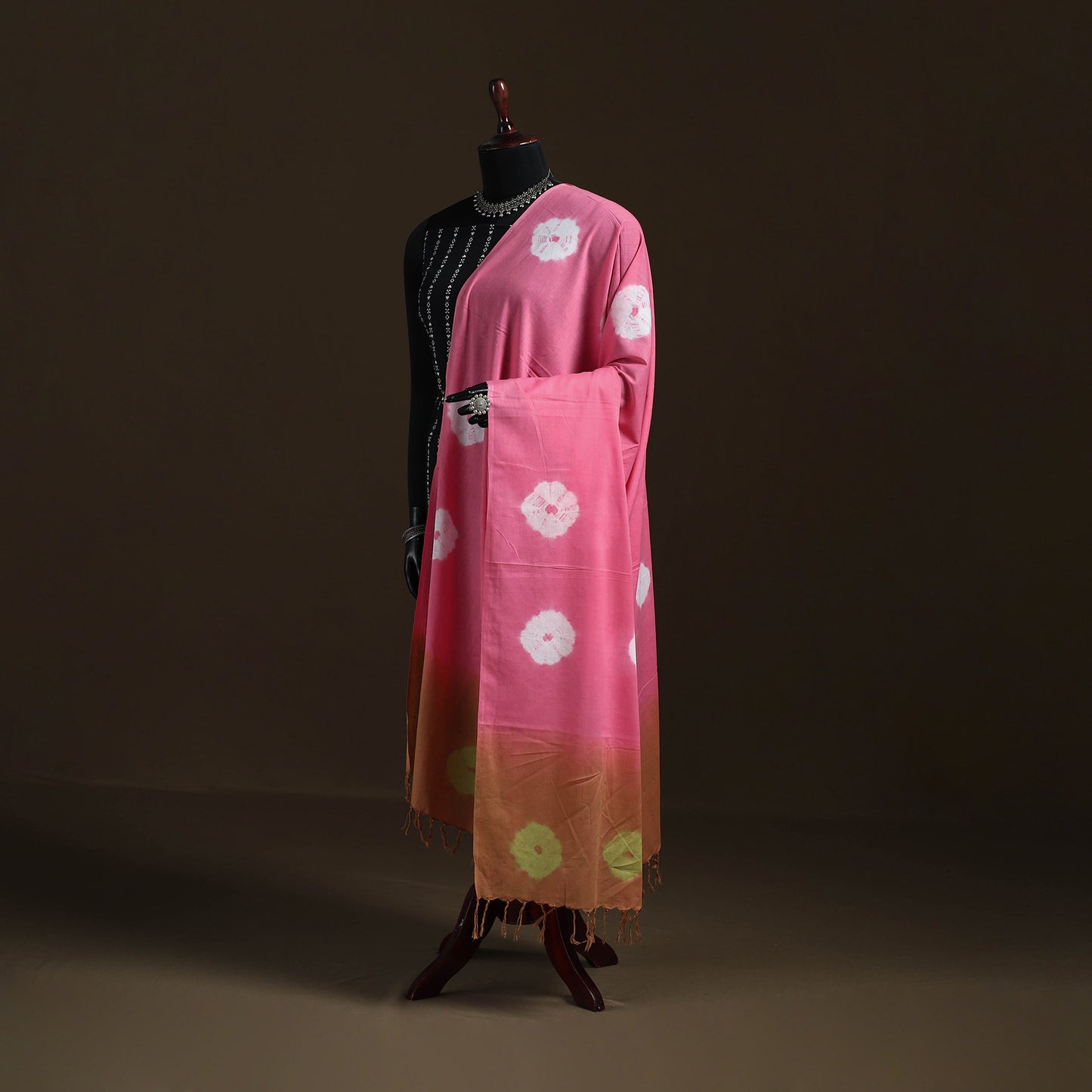 Shibori Tie-Dye Cotton Dupatta with Tassels 08