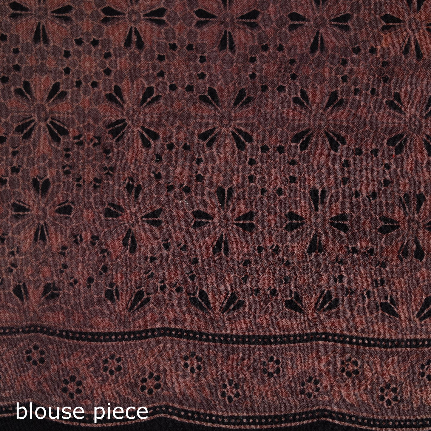 Handwoven Merino Wool Natural Dyed Hand Block Print Ajrakh Saree 03