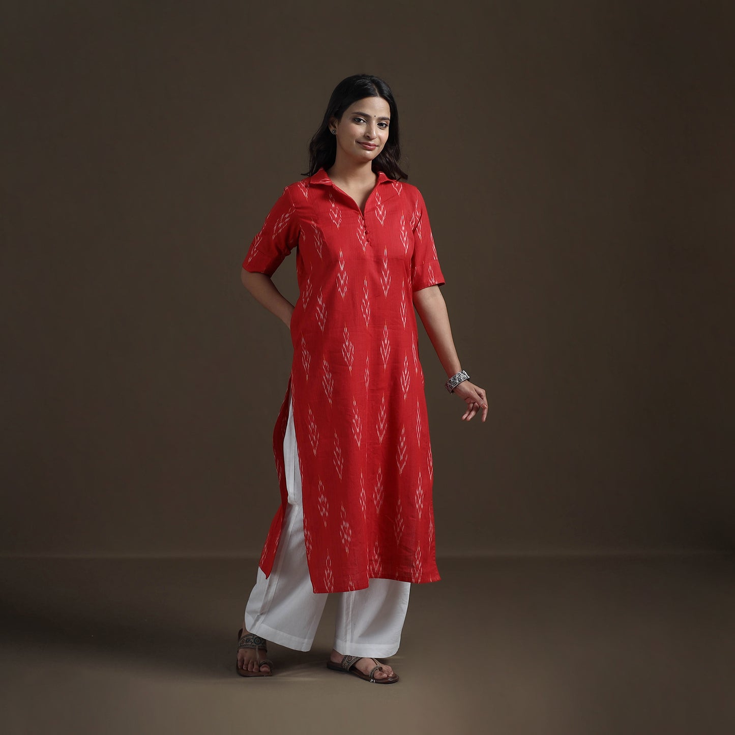 Pochampally Ikat Cotton Straight Kurta for Women 08