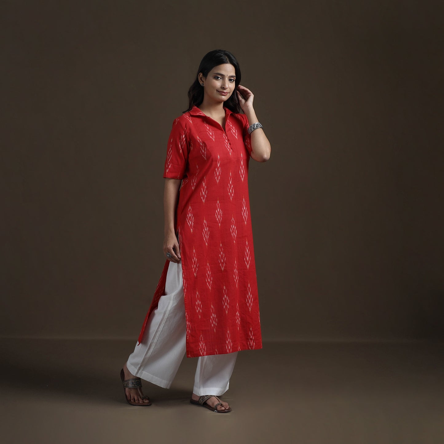 Pochampally Ikat Cotton Straight Kurta for Women 08