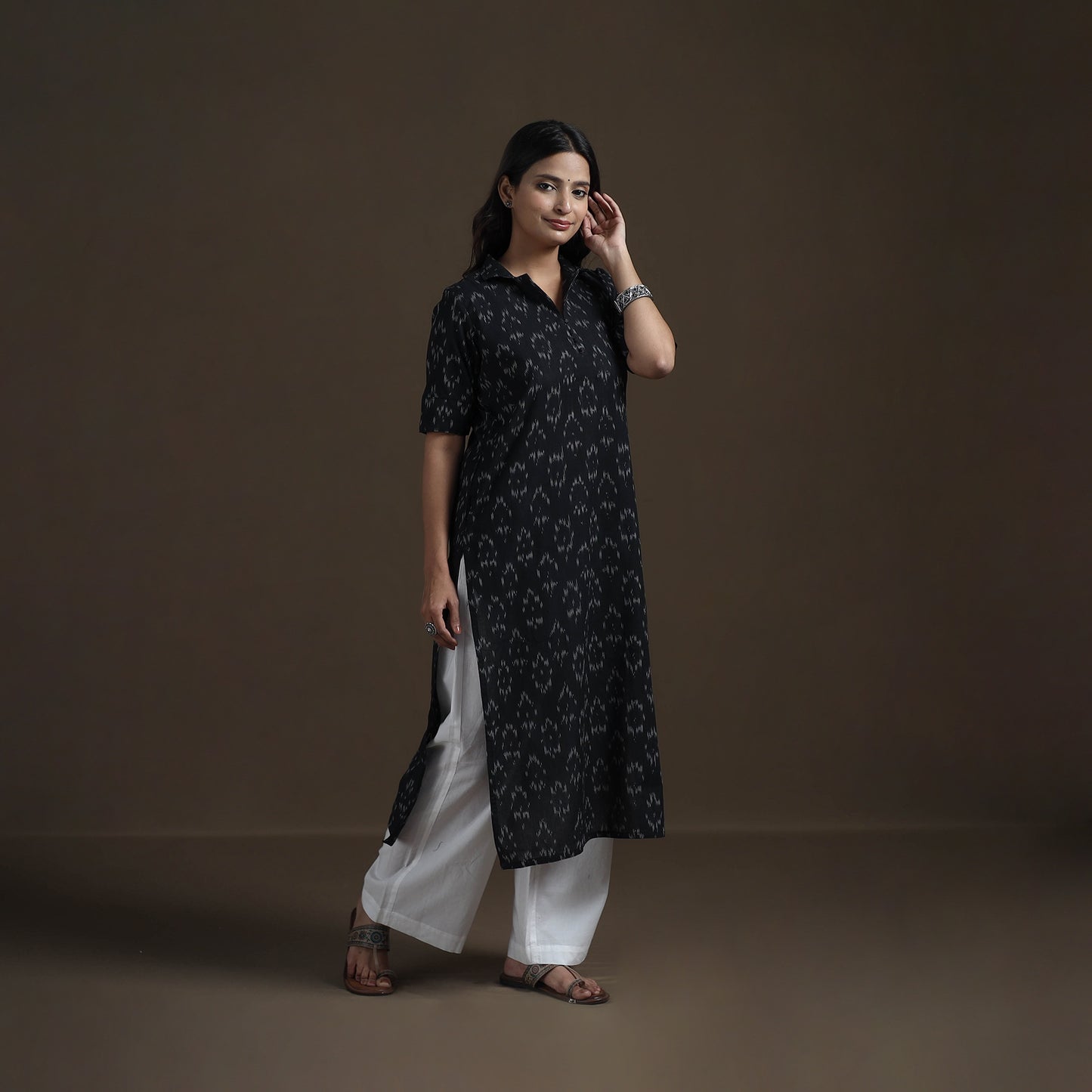 Pochampally Ikat Cotton Straight Kurta for Women 07