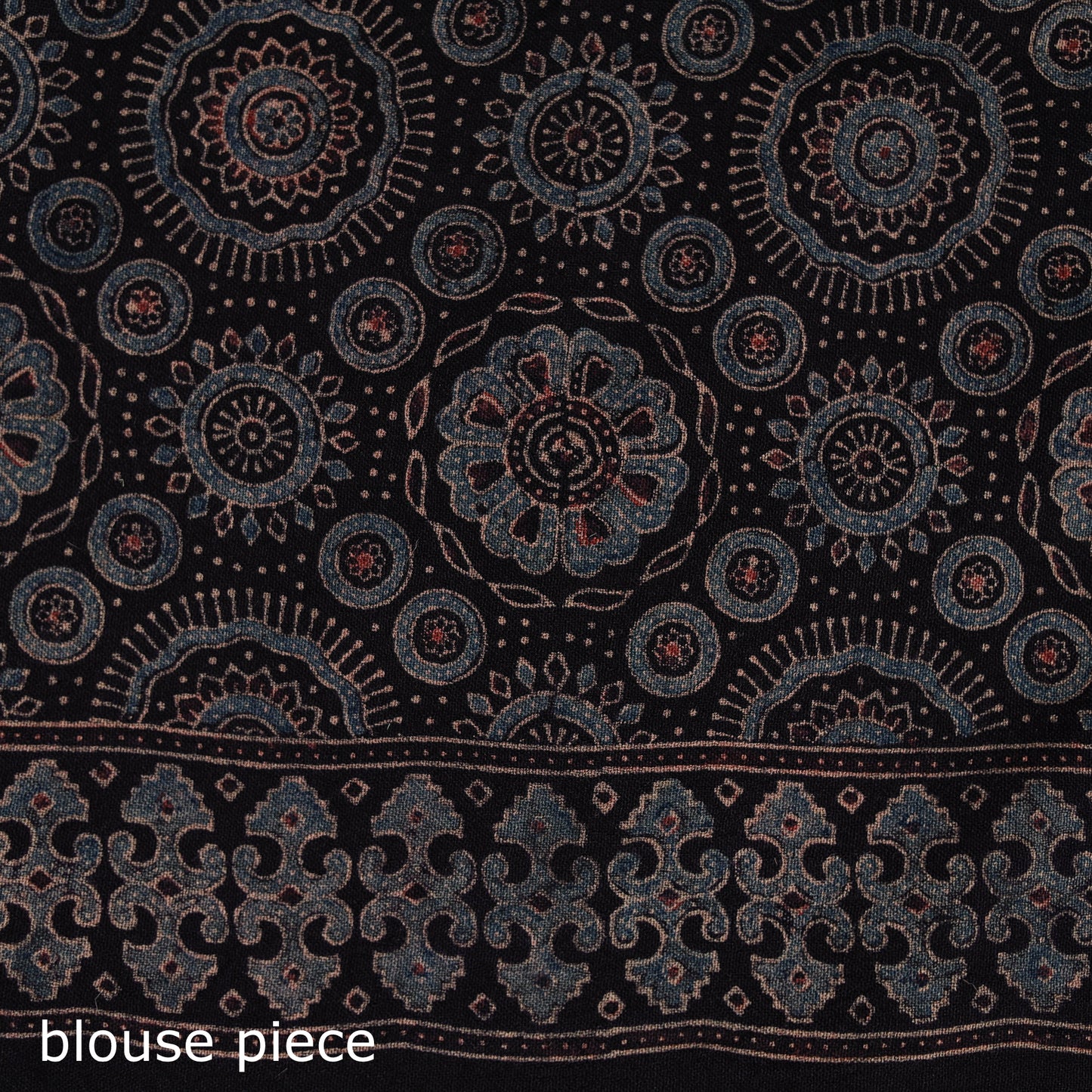 Handwoven Merino Wool Natural Dyed Hand Block Print Ajrakh Saree 08