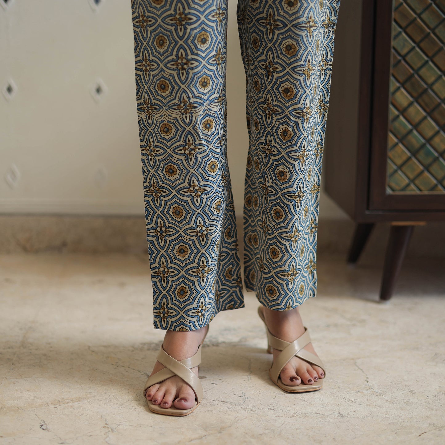 Grey - printed cotton kaftan co-ord set 15 - handcrafted