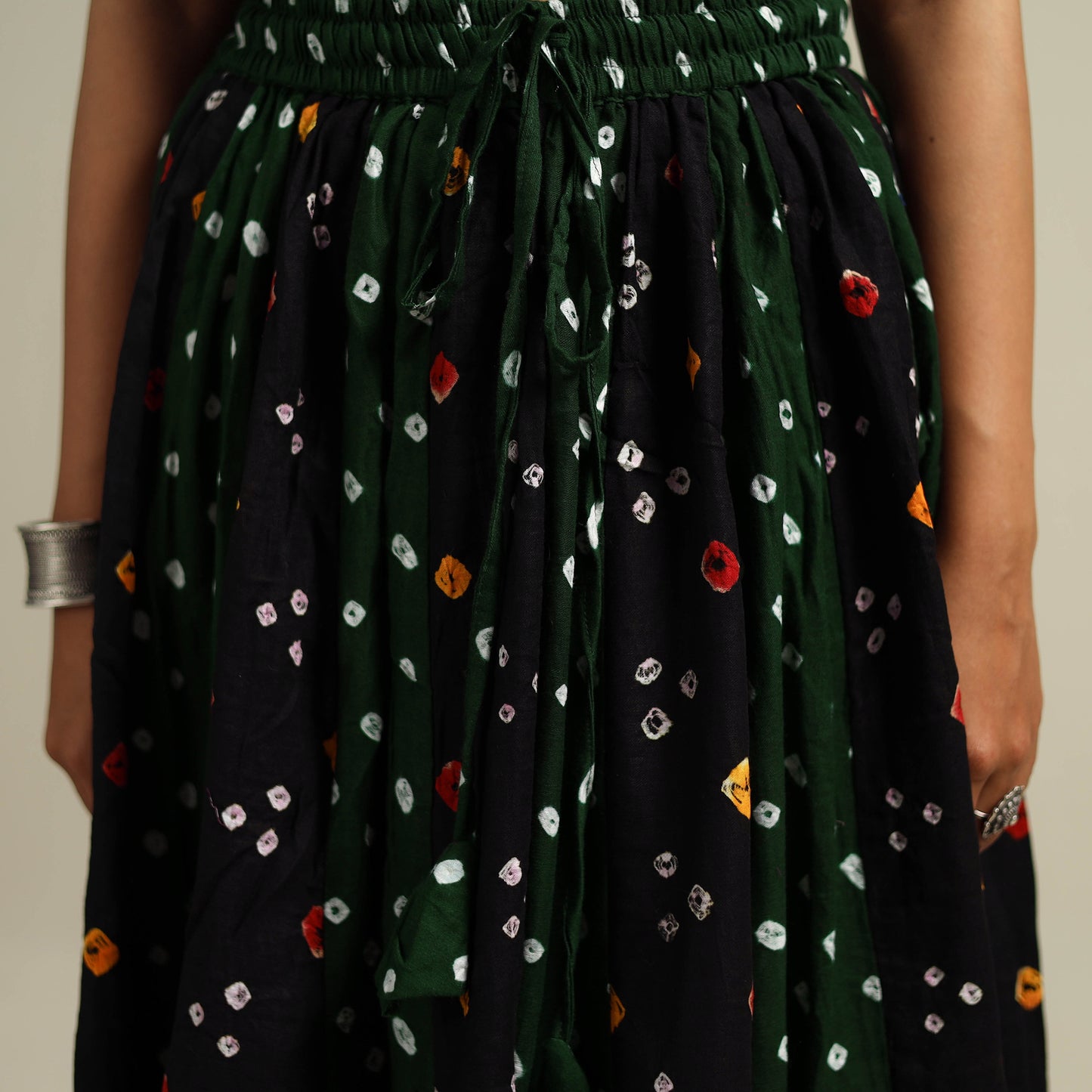 Multicolor - Bandhani Tie-Dye 24 Kali Patchwork Cotton Long Skirt 18